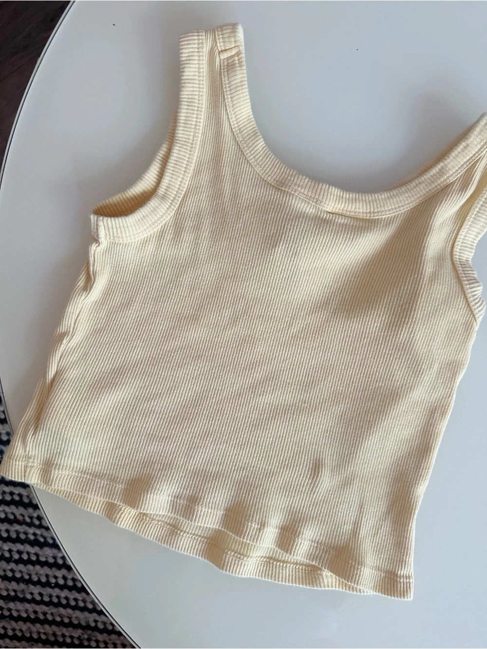 GAP Set of 2 Butter Yellow Ribbed Tank with Brown Teddy Patch and Cardigan